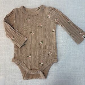 Easy Peasy Organic Cotton Floral Ribbed Long Sleeve Bodysuit 3-6 Mo